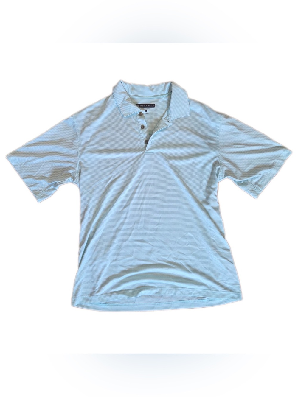 Pebble Beach Light Blue Men’s Polo with Three-Button Placket